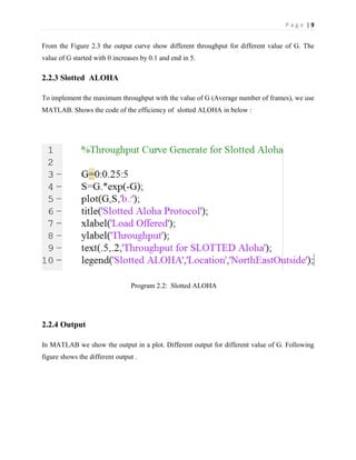Lab report on to plot efficiency of pure and slotted aloha in matlab a ...