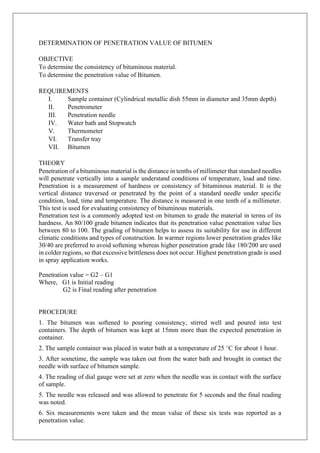 Bitumen Lab Report.pdf Lab reports transportation engineering i | PDF