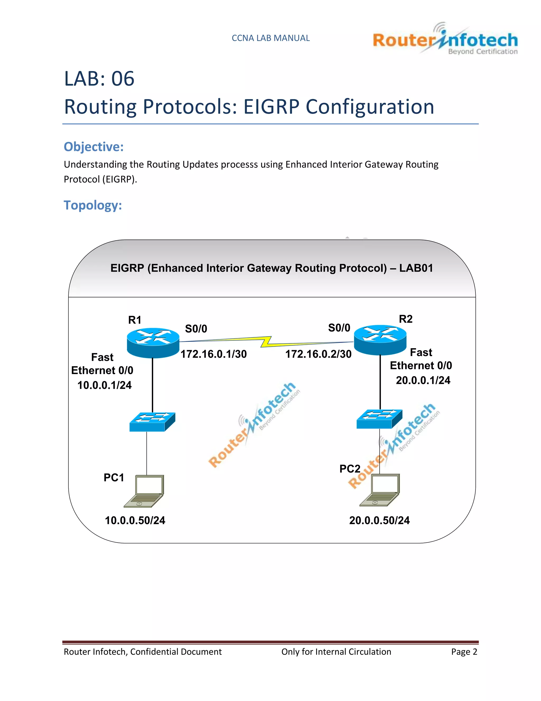 Lab routing protocols eigrp | PDF