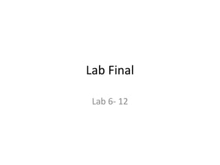 Lab Final

 Lab 6- 12
 