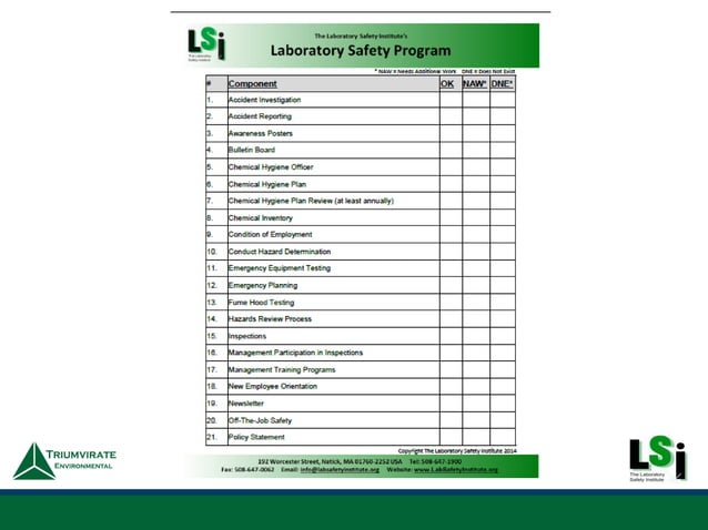 10 Components of a Highly Effective Lab Safety Program | PPT