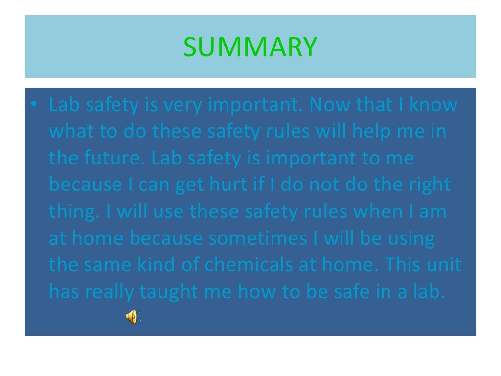 Lab safety summary