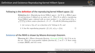 CPSLAB (http://cpslab.snu.ac.kr)
Definition and Existence Reproducing Kernel Hilbert Space
9Learning From Data
Existence of the RKHS is shown by Moore-Aronszajn theorem.
Following is the definition of the reproducing kernel Hilbert space. [1]
[1] Rasmussen, Carl Edward. "Gaussian processes for machine learning." (2006).
 