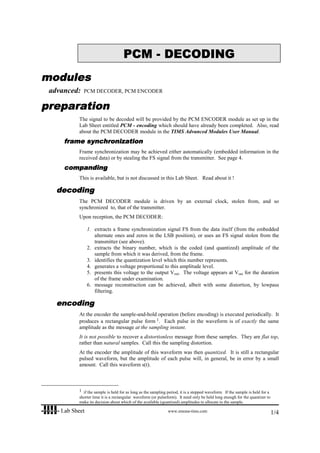 Lab 9 Pcm Decoding Lab Lab sheet experiments | PDF