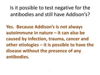 Lab test and treatment od addison's disease | PPTX