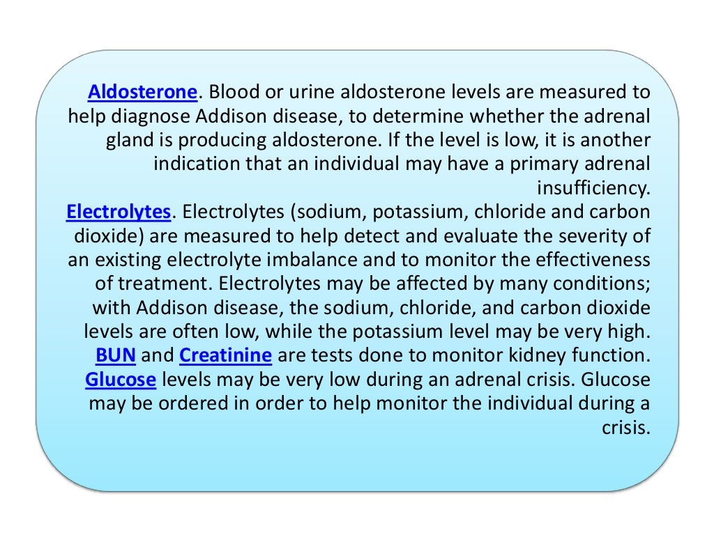 Lab test and treatment od addison's disease