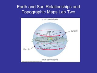 Earth and Sun Relationships and
  Topographic Maps Lab Two
 