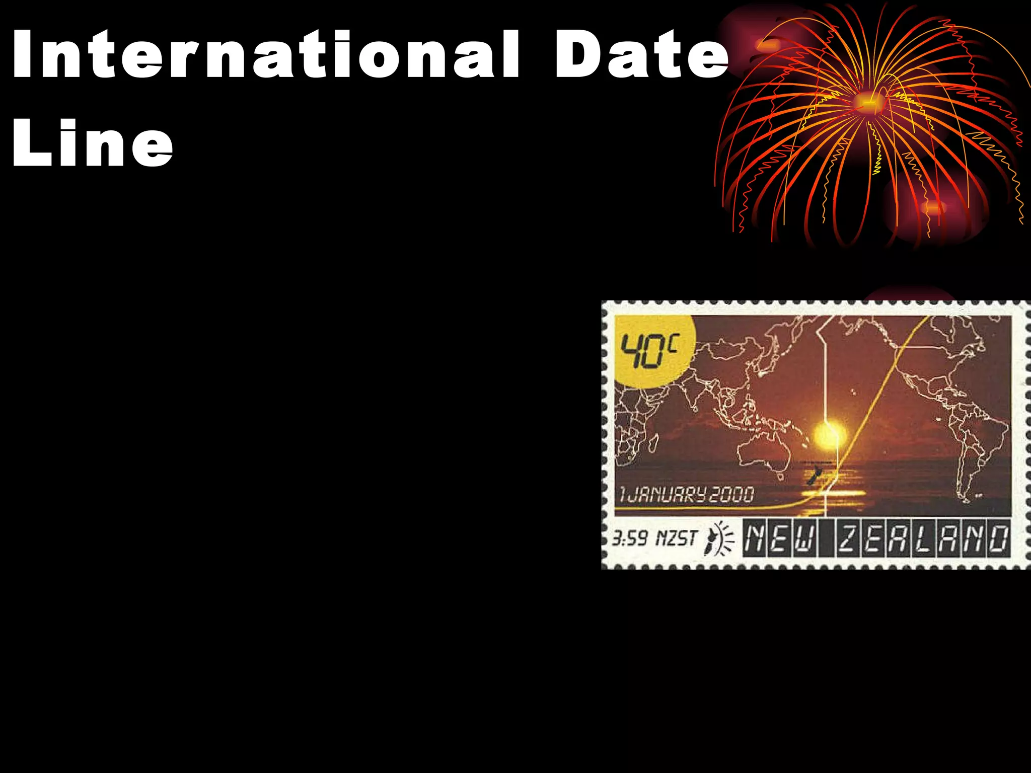 International Date Line Ferdinand Magellan and crew in 1519 set out on their westward journey from Spain to circumnavigate the Earth. Upon their return three years later, they discovered that their meticulously kept logs were off by one day. This was one of the first recorded experience with changing global time. This earlier experience would ultimately lead to the establishment of the international date line. The   International Date Line  lies  directly opposite of the prime meridian and having a longitude of 180°. Crossing the  line when traveling east one turns their calendar back a full day. Traveling west one  moves their calendar forward one day. 