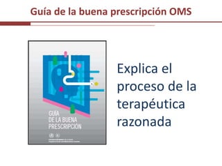 Guía de la buena prescripción OMS




                 Explica el
                 proceso de la
                 terapéutica
                 razonada
 