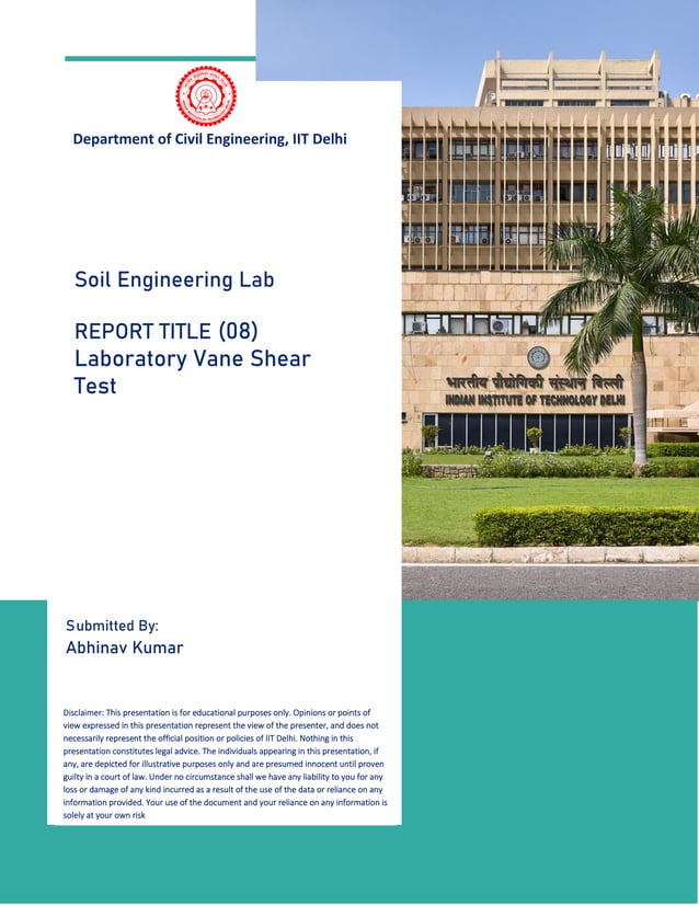 Laboratory Vane Shear Test PDF
