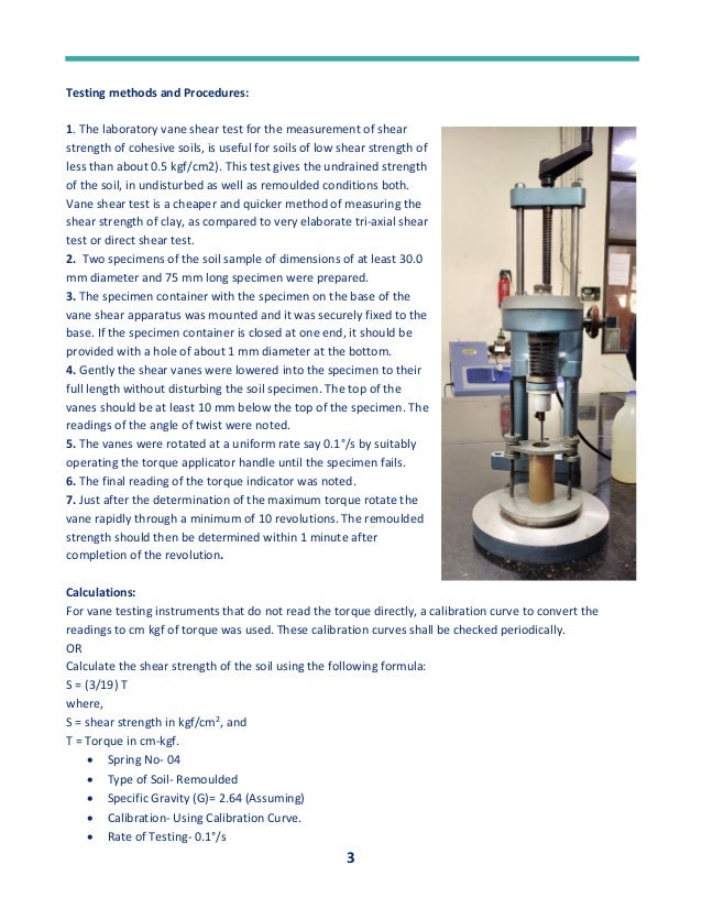 Laboratory Vane Shear Test