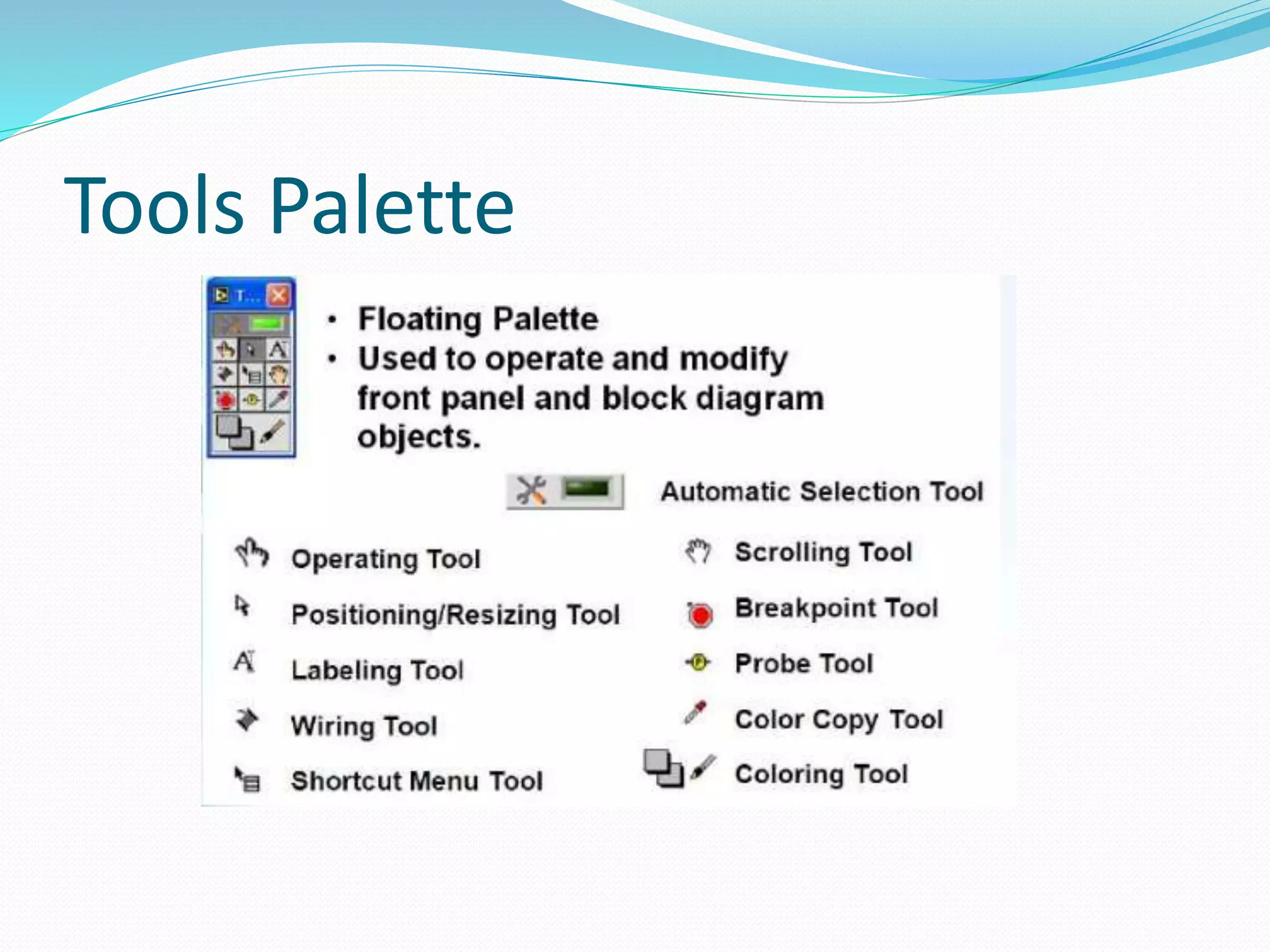 Tools Palette
 