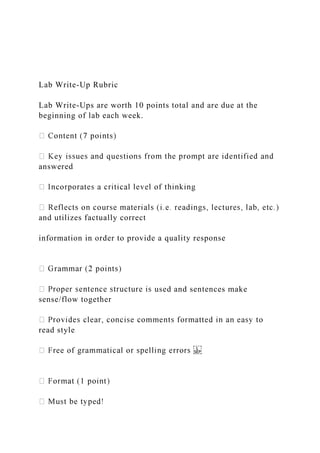 Lab Write-Up Rubric Lab Write-Ups are worth 10 points tota.docx