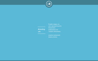 Projekt mający na
celu zaproponowanie
tożsamości,
znakowania ulic  
i dzielnic Wrocławia.
!
Lokalna tożsamość,
lokalny biznes.
Branding 
ulic
 