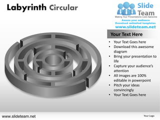 Labyrinth Circular

                        Your Text Here
                       • Your Text Goes here
                       • Download this awesome
                         diagram
                       • Bring your presentation to
                         life
                       • Capture your audience’s
                         attention
                       • All images are 100%
                         editable in powerpoint
                       • Pitch your ideas
                         convincingly
                       • Your Text Goes here




www.slideteam.net                          Your Logo
 