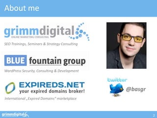 About me


SEO Trainings, Seminars & Strategy Consulting




WordPress Security, Consulting & Development



             ...