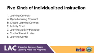 Individualized Instructio Araling Panlipunan shareable materials in Inset | PDF