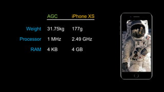 AGC iPhone XS
31.75kg 177g
1 MHz 2.49 GHz
4 KB 4 GB
Weight
Processor
RAM
 