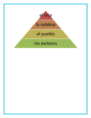    La cadena alimenticia Concepto: En la naturaleza los seres vivos se encuentran íntimamente correlacionados en lo referente a la búsqueda de alimentos, protección y reproducción. En los animales existe competencia por el alimento y muchos deben cuidarse de no ser devorados. En cambio entre las plantas solo necesitan de agua, luz, suelo rico en minerales y aire. Es por eso que el equilibrio existente en el medio ambiente está en las relaciones alimenticias. Los alimentos pasan de un ser a otro en una serie de actividades reiteradas de comer y ser comido. Lo cual es en síntesis la cadena alimenticia que tiene como máximo cuatro o cinco eslabones. El equilibrio natural es la interdependencia total de los seres vivos entre sí y con el medio que lo rodea. El hombre forma parte de este equilibrio y no puede independizarse del él. La cadena alimenticia es el continuo proceso del paso de alimentos de un ser a otro al comer y ser comido.La base de la cadena es el mundo inorgánico constituido por: suelo, agua, aire y energía solar.  ESLABONES DE LA CADENA ALIMENTICIA.  Primer Eslabón.- Lo constituyen las plantas verdes que producen alimentos mediante la fotosíntesis, por producir los alimentos que pasarán luego a través de toda cadena, las plantas reciben el nombre de PRODUCTORES.  Segundo Eslabón.-Lo constituyen los animales herbívoros llamados consumidores de primer orden. Estos dependen de los productores por que se alimentan de plantas, toman la energía solar acumulada en forma de celulosa, azúcar, almidón, etc. Para poder vivir entre los herbívoros tenemos: los ratones, la vicuña, la taruca, los venados, muchos peces, aves (arroceros, palomas, fruteros etc. Tercer Eslabón.- Lo conforman los Carnívoros, llamados consumidores de segundo orden, que utilizan a los herbívoros como alimento, obteniendo la energía solar de tercera mano. Entre los carnívoros están: los lobos marinos, el puma, el zorro, la boa, el bonito. Cualquier animal que consume carne es un carnívoro, aún los más pequeños como la libélula, la araña y el alacrán. Los carnívoros reciben también el nombre de depredadores y los animales de los que se alimentan se denominan su presa. El puma es depredador de venados y vicuñas que son sus presas. Cuarto Eslabón.- Lo conforman los Carroñeros también se les consideran Consumidores de tercer orden que se alimentan de animales muertos y el de los carnívoros que se alimentan de otros carnívoros así el gallinazo y el cóndor son carroñeros. El puma se puede alimentar de herbívoros pero también puede cazar zorros; alimentándose en éste caso de un carnívoro, el zorro puede alimentarse de herbívoros (ratones) o de carnívoros (culebras y lagartijas) otros seres como el hombre, el cerdo, sajino se alimentan de plantas y carnes a estos se les denomina Omnívoros .Esta relación de dependencia mutua entre las plantas y los animales se puede representar en forma de una Pirámide, la base es el mundo inorgánico.  Organismos Desintegradores o Descomponedores.- Lo constituyen los Saprofitos (hongos y bacterias) encargados de sintetizar las sustancias orgánicas muertas de origen vegetal o animal. Absorben ciertos productos y liberan el resto que se incorporan al medio abiótico para ser tomado por los organismos productores. Ejemplo así el fitoplancton (productor) mediante la fotosíntesis transforma la energía radiante de la luz solar en energía química, estos sirven de alimento al zooplancton (consumidor de primer orden) que a su vez es devorado por la anchoveta (consumidor de tercer orden) al morir dichas aves, los organismos desintegradores regresan al mar los elementos necesarios que han de servir como nutrimento al fitoplancton. 3. Gráfico 