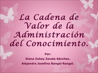 La Cadena de
   Valor de la
 Administración
del Conocimiento.
                Por:
    Diana Zuhey Zavala Sánchez.
  Alejandra Josefina Rangel Rangel.
 