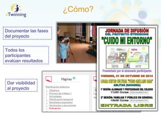 ¿Cómo?
Documentar las fases
del proyecto
Todos los
participantes
evalúan resultados
Dar visibilidad
al proyecto
 