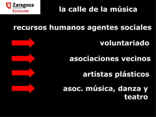 la calle de la música artistas plásticos asociaciones vecinos voluntariado recursos humanos agentes sociales asoc. música, danza y teatro 