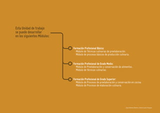 Formación Profesional Básica:
· Módulo de Técnicas culinarias de preelaboración.
· Módulo de procesos básicos de producció...