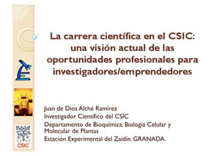 Juan de Dios Alché Ramírez
Investigador Científico del CSIC
Departamento de Bioquímica, Biología Celular y
Molecular de Plantas
Estación Experimental del Zaidín. GRANADA.
 