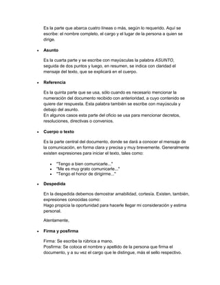 La carta, oficio ,certificado