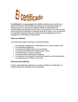 La carta, oficio ,certificado