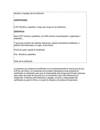 La carta, oficio ,certificado