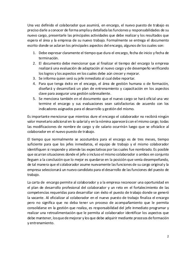 La carta de encargo como oportunidad en el plan de 