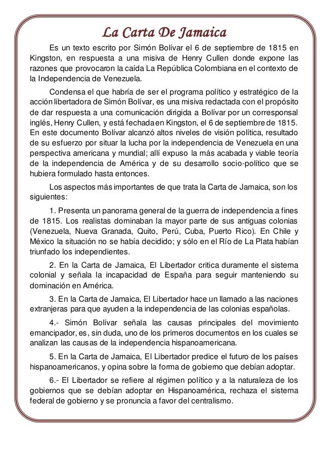 La carta de jamaica