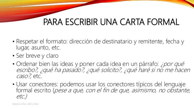 la carta formal y la carta informal _material adaptado formato de carta formal