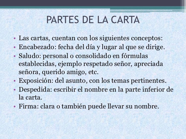 La carta y sus partes La carta y sus partes