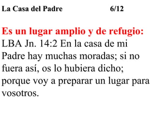 La Casa del Padre

6/12

Es un lugar amplio y de refugio:
LBA Jn. 14:2 En la casa de mi
Padre hay muchas moradas; si no
fuera así, os lo hubiera dicho;
porque voy a preparar un lugar para
vosotros.

 