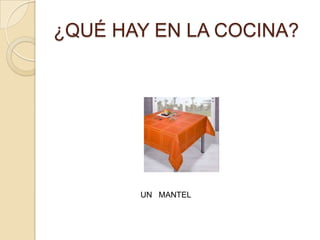¿QUÉ HAY EN LA COCINA?




       UN MANTEL
 