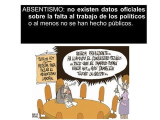 ABSENTISMO:  no existen datos oficiales sobre la falta al trabajo de los políticos  o al menos no se han hecho públicos. 