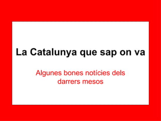 La Catalunya que sap on va Algunes bones notícies dels darrers mesos 