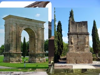 El llegat de Roma
El patrimoni artístic a Catalunya
• A Catalunya, les restes romanes són
extraordinàriament importants:
...