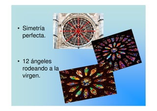 • Simetría
perfecta.
• 12 ángeles
rodeando a la
virgen.
 