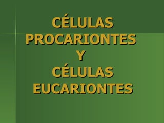 CÉLULAS PROCARIONTES  Y  CÉLULAS EUCARIONTES 