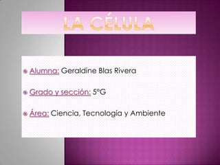  Alumna: Geraldine Blas Rivera
 Grado y sección: 5°G
 Área: Ciencia, Tecnología y Ambiente
 