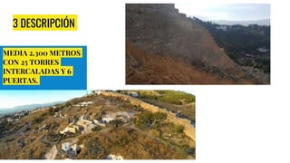 3 DESCRIPCIÓN
MEDIA 2.300 METROS
CON 25 TORRES
INTERCALADAS Y 6
PUERTAS.
 