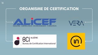 ORGANISME DE CERTIFICATION
16
 