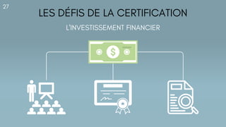 LES DÉFIS DE LA CERTIFICATION
27
L'INVESTISSEMENT FINANCIER
 