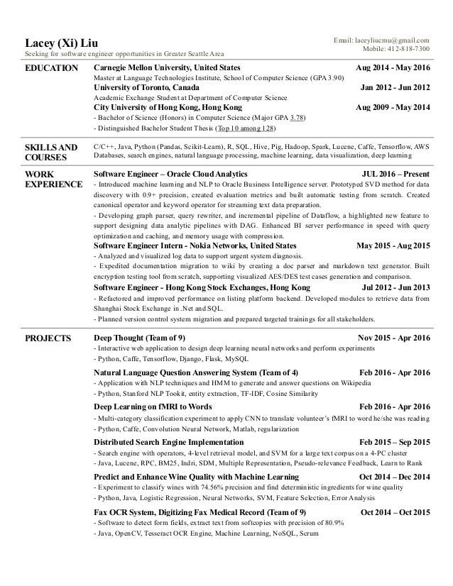lacey xi liu seeking for software engineer opportunities in greater seattle area email