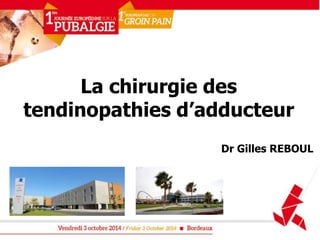 La chirurgie des 
tendinopathies d’adducteur 
Dr Gilles REBOUL 
 