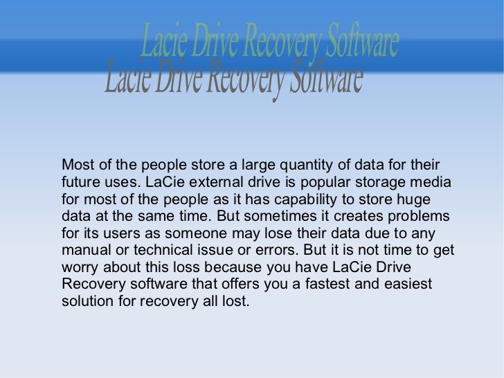 Data Recovery From Lacie Hard Drive
