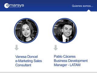 Quienes somos...
Vanesa Doncel
e-Marketing Sales
Consultant
Pablo Cáceres
Business Development
Manager - LATAM
 